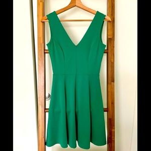 H&M Emerald Green V-neck Skater Dress